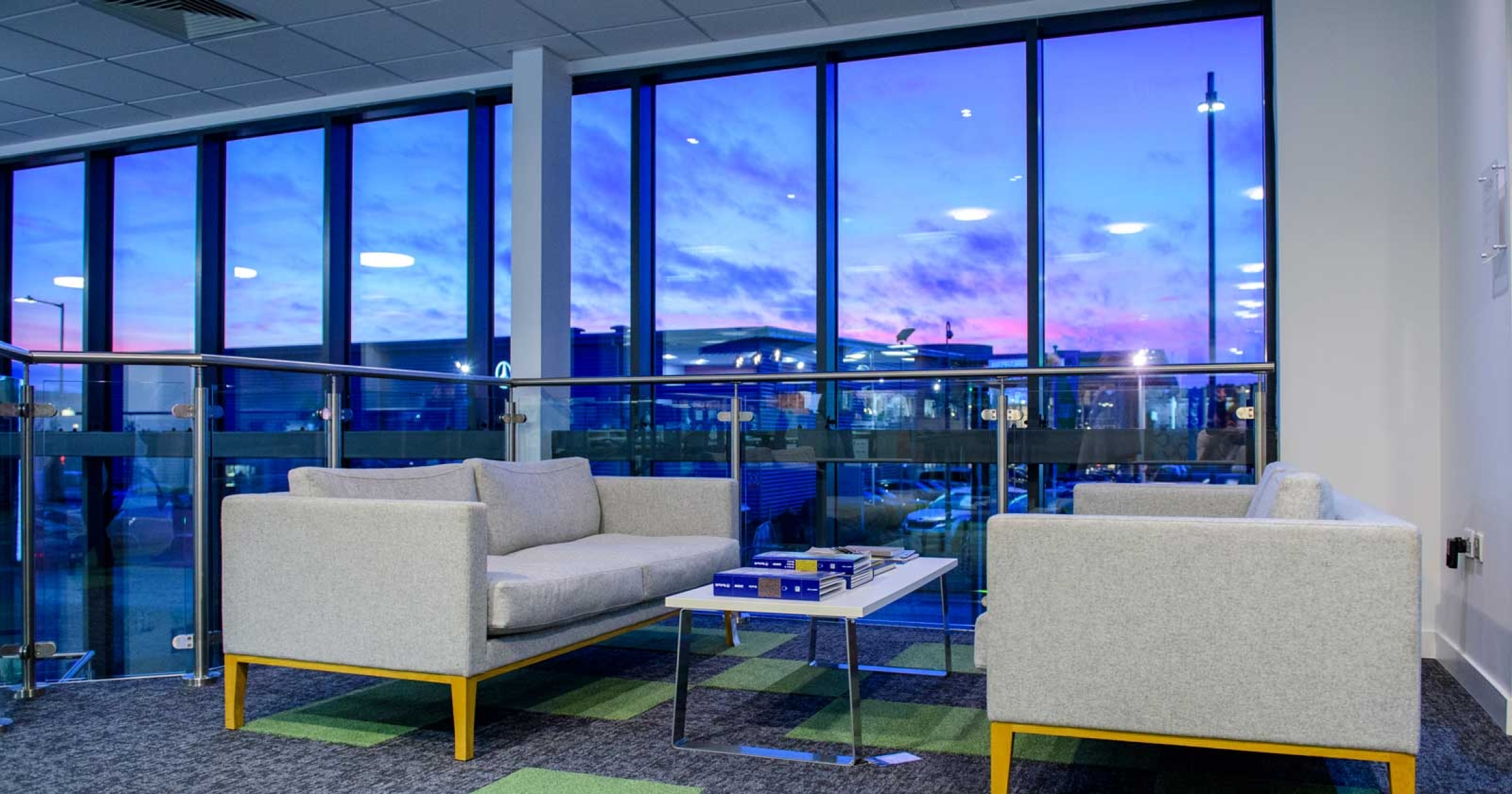 APSS-Head-Office-Curtain-Walling-Purple-Sunset natural light